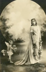 Woman and Little Girl with a Full Moon